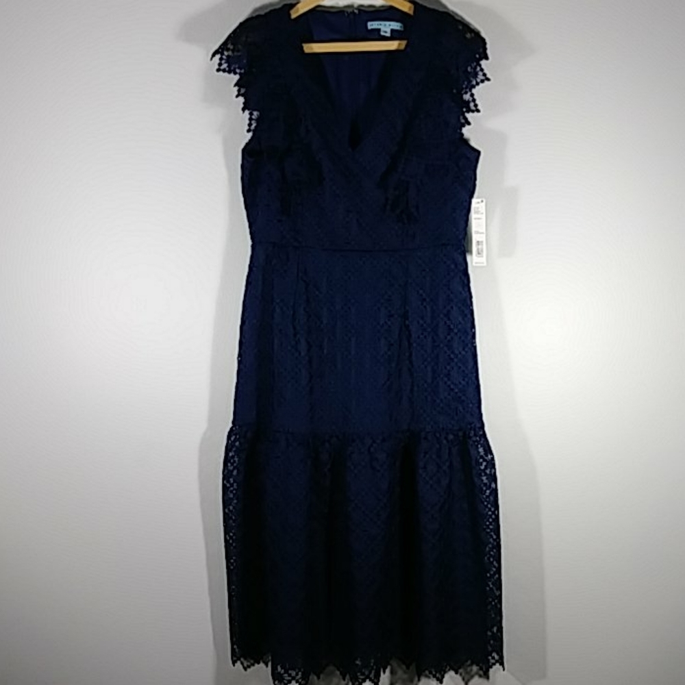 NWT Antonio Melani Deep Cobalt  slvless midi dress Sz 10